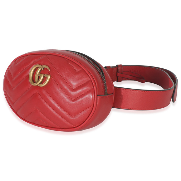 Gucci Hibiscus Red Matelasse Calfskin GG Marmont Belt Bag 85/34 - Picture 4 of 8
